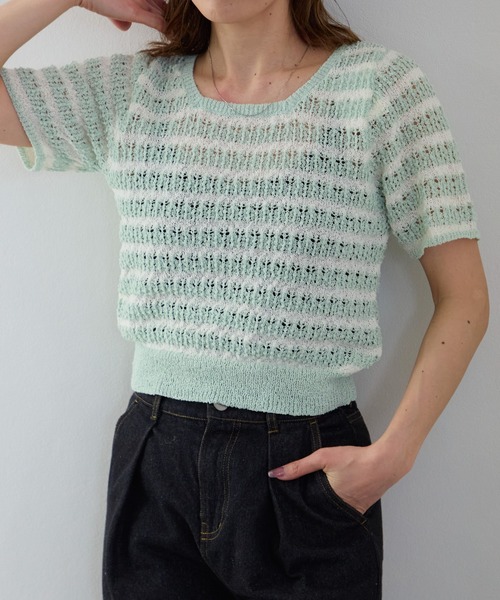 クレージュ◆カラーニット　水色　ボーダー　クジラ　90’s レトロサマーセーター 楽天市場】【31%OFF】ボーダーニット / 公式 CUBE SUGAR