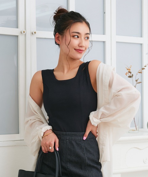 大きい胸ブラ紐隠し】グラマフィット ノースリーブ トップス