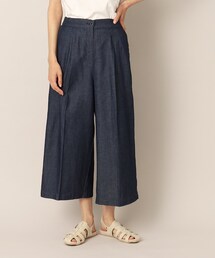 リネンブレンドデニムクロップド丈パンツ（S～L）