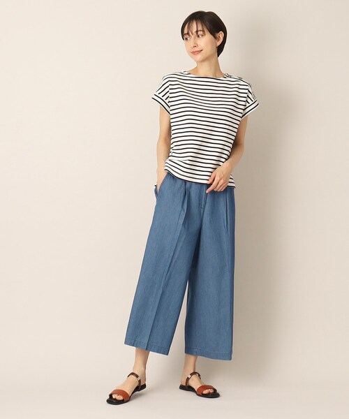 Dessin(デッサン)の「リネンブレンドデニムクロップド丈パンツ(S~L)(デニムパンツ・レディース・ブルー/ネイビー・01/02/03)」の4枚目の写真