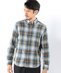 coen | オンブレーチェックダブルガーゼボタンダウンシャツ(シャツ/ブラウス)