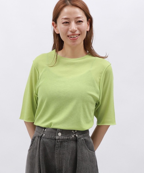 LAKOLE（ラコレ）の「シアーメロウ半袖T / 129237（Tシャツ/カットソー・レディース・ブラック/セージグリーン/チャコール/オフホワイト・SMALL/MEDIUM）」の4枚目の写真