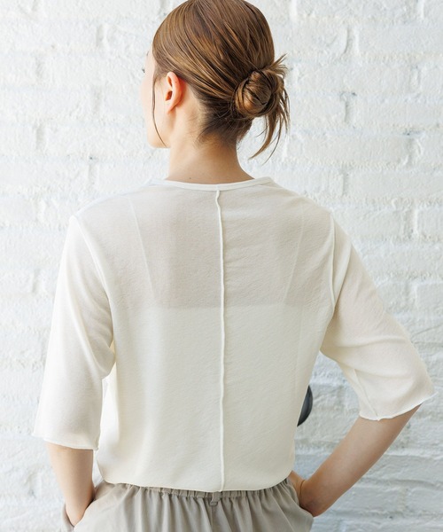 LAKOLE（ラコレ）の「シアーメロウ半袖T / 129237（Tシャツ/カットソー・レディース・ブラック/セージグリーン/チャコール/オフホワイト・SMALL/MEDIUM）」の12枚目の写真