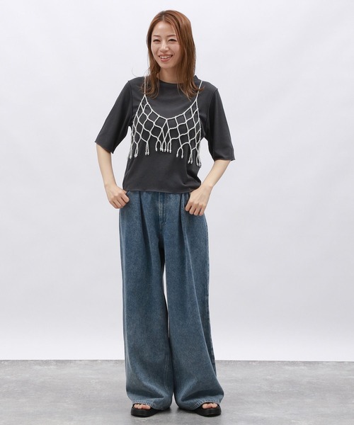 LAKOLE（ラコレ）の「シアーメロウ半袖T / 129237（Tシャツ/カットソー・レディース・ブラック/セージグリーン/チャコール/オフホワイト・SMALL/MEDIUM）」の21枚目の写真