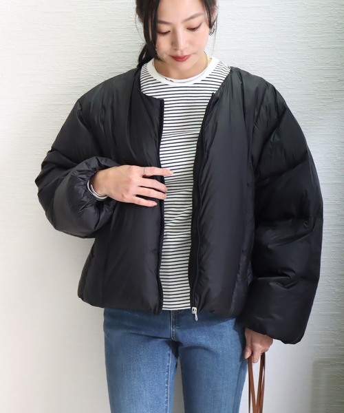 セール】ナイロンショート丈ダウン・フェザージャケット（ダウン