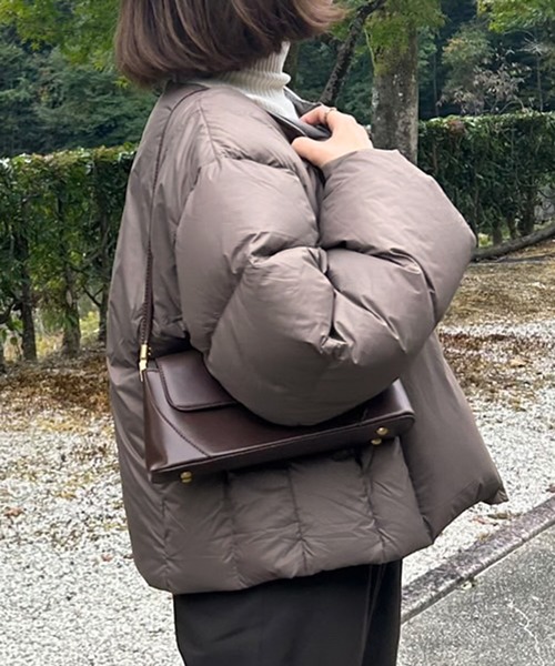 libelle more(リベル モア)の「ナイロンショート丈ダウン・フェザージャケット(ダウンジャケット/コート・レディース・ライトグレー/ベージュ/ブラック/モカ・L/M)」の12枚目の写真
