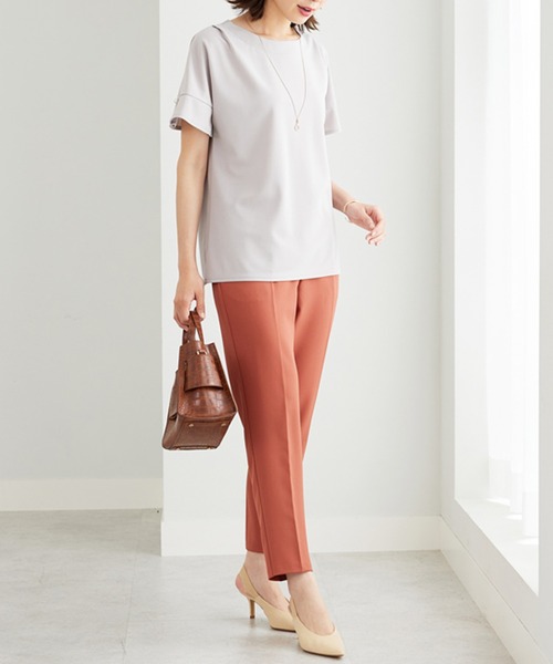 BELLUNA PLUS（ベルーナ）の「ジョーゼット素材袖パールブラウス（シャツ/ブラウス・レディース・ブルーグリーン/グレイッシュベージュ/ピンク/ネイビー・MEDIUM/LARGE/X-LARGE）」の10枚目の写真