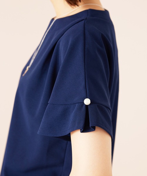 BELLUNA PLUS（ベルーナ）の「ジョーゼット素材袖パールブラウス（シャツ/ブラウス・レディース・ブルーグリーン/グレイッシュベージュ/ピンク/ネイビー・MEDIUM/LARGE/X-LARGE）」の16枚目の写真