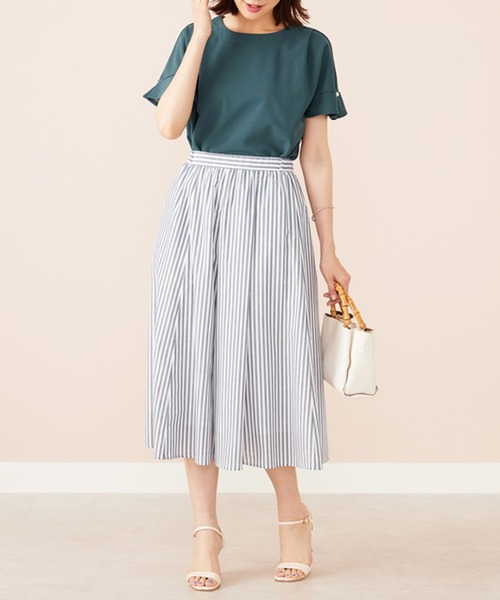 BELLUNA PLUS（ベルーナ）の「ジョーゼット素材袖パールブラウス（シャツ/ブラウス・レディース・ブルーグリーン/グレイッシュベージュ/ピンク/ネイビー・MEDIUM/LARGE/X-LARGE）」の21枚目の写真