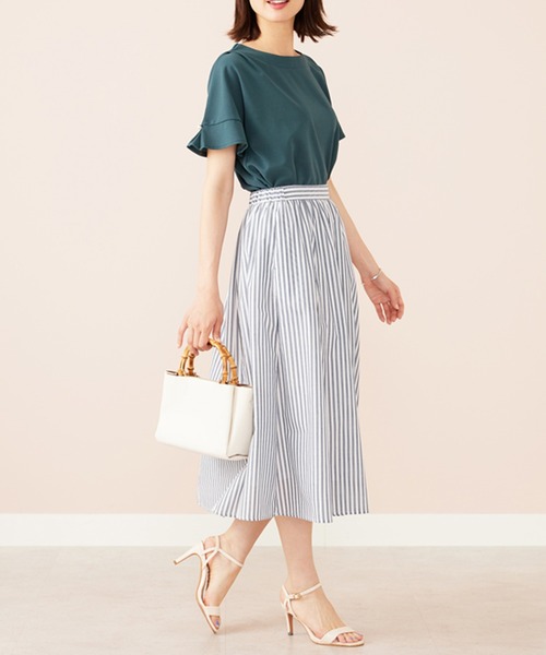 BELLUNA PLUS（ベルーナ）の「ジョーゼット素材袖パールブラウス（シャツ/ブラウス・レディース・ブルーグリーン/グレイッシュベージュ/ピンク/ネイビー・MEDIUM/LARGE/X-LARGE）」の22枚目の写真