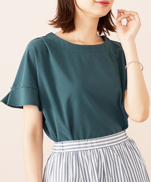 BELLUNA PLUS（ベルーナ）の「ジョーゼット素材袖パールブラウス（シャツ/ブラウス・レディース・ブルーグリーン/グレイッシュベージュ/ピンク/ネイビー・MEDIUM/LARGE/X-LARGE）」の20枚目の写真