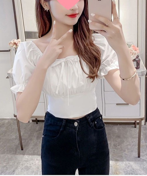 gossip!ロサンゼルス(ゴシップロサンゼルス)の「バックリボン パフスリーブショートTシャツ クロップドトップス(Tシャツ/カットソー・レディース・ホワイト/ピンク/サックスブルー・FREE)」の22枚目の写真