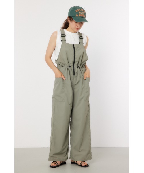 RODEO CROWNS WIDE BOWL（ロデオクラウンズワイドボウル）の「ウエストシャーリング ナイロンサロペット（サロペット/オーバーオール・レディース・アイボリー/ブラック/カーキ・FREE）」の14枚目の写真