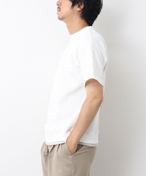 NOLLEY’S（ノーリーズ）の「《吸水速乾/UVカット》フェイクレイヤードワッフルTシャツ（Tシャツ/カットソー・メンズ・ホワイト/ネイビー/ベージュ・S/M/L）」の6枚目の写真