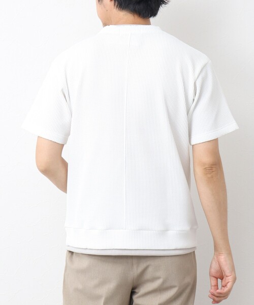 NOLLEY’S（ノーリーズ）の「《吸水速乾/UVカット》フェイクレイヤードワッフルTシャツ（Tシャツ/カットソー・メンズ・ホワイト/ネイビー/ベージュ・S/M/L）」の9枚目の写真