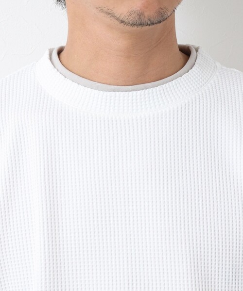NOLLEY’S（ノーリーズ）の「《吸水速乾/UVカット》フェイクレイヤードワッフルTシャツ（Tシャツ/カットソー・メンズ・ホワイト/ネイビー/ベージュ・S/M/L）」の14枚目の写真