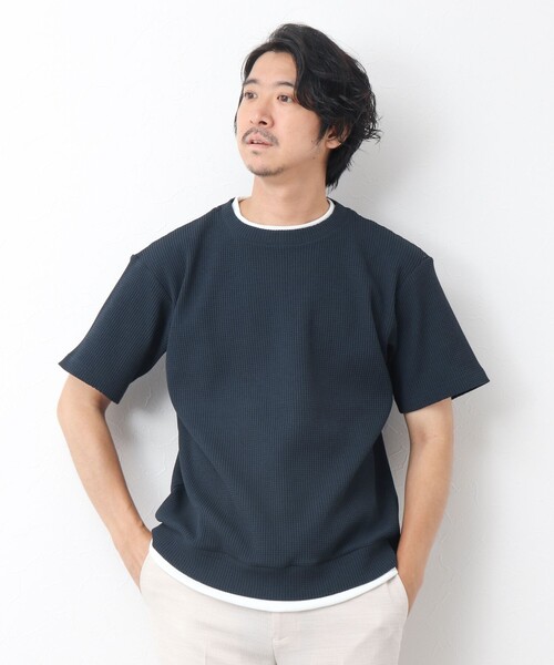 NOLLEY’S（ノーリーズ）の「《吸水速乾/UVカット》フェイクレイヤードワッフルTシャツ（Tシャツ/カットソー・メンズ・ホワイト/ネイビー/ベージュ・S/M/L）」の17枚目の写真