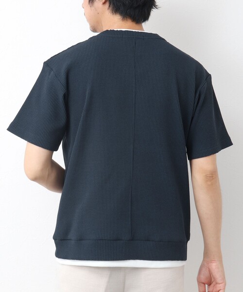 NOLLEY’S（ノーリーズ）の「《吸水速乾/UVカット》フェイクレイヤードワッフルTシャツ（Tシャツ/カットソー・メンズ・ホワイト/ネイビー/ベージュ・S/M/L）」の19枚目の写真