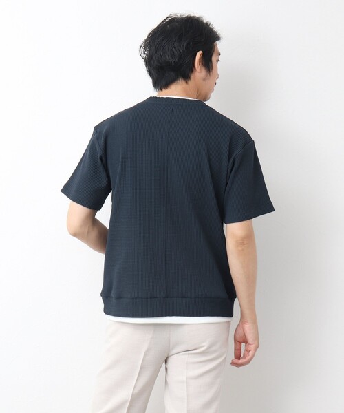 NOLLEY’S（ノーリーズ）の「《吸水速乾/UVカット》フェイクレイヤードワッフルTシャツ（Tシャツ/カットソー・メンズ・ホワイト/ネイビー/ベージュ・S/M/L）」の20枚目の写真