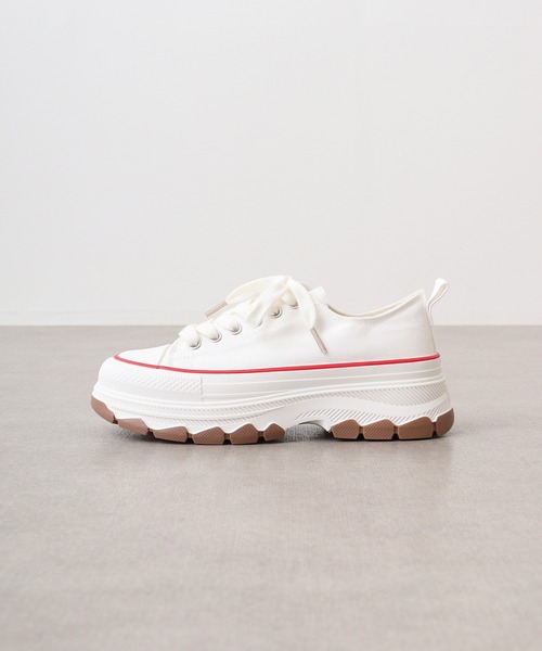 AAA+Feminine(サンエープラスフェミニン)の「AAA+F 厚底ウェーブソール キャンバススニーカー(スニーカー・レディース・ベージュ/ブラック/ホワイト・L/LL/S/M)」の8枚目の写真