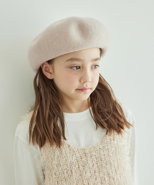 ROPE' PICNIC(ロペピクニック)の「【KIDS】プレート付きウールベレー帽/リンクコーデ(ハンチング/ベレー帽・キッズ・ブラック/ベージュ系その他・FREE)」の2枚目の写真