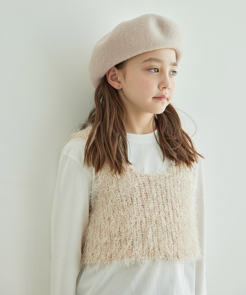 ROPE' PICNIC(ロペピクニック)の「【KIDS】プレート付きウールベレー帽/リンクコーデ(ハンチング/ベレー帽・キッズ・ブラック/ベージュ系その他・FREE)」の3枚目の写真