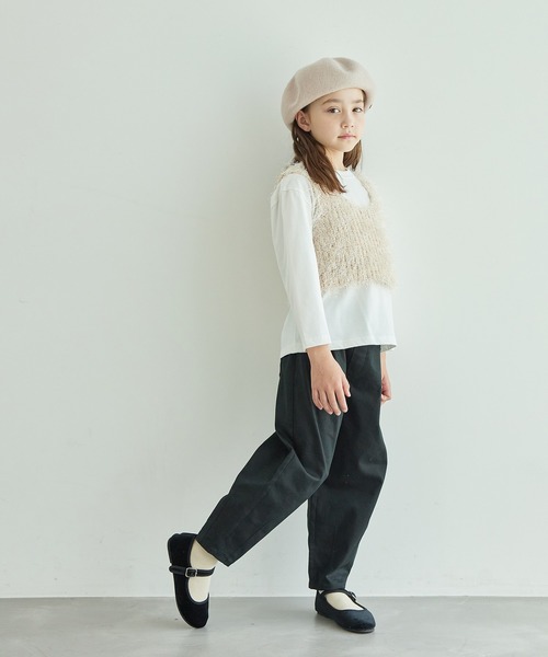 ROPE' PICNIC(ロペピクニック)の「【KIDS】プレート付きウールベレー帽/リンクコーデ(ハンチング/ベレー帽・キッズ・ブラック/ベージュ系その他・FREE)」の5枚目の写真