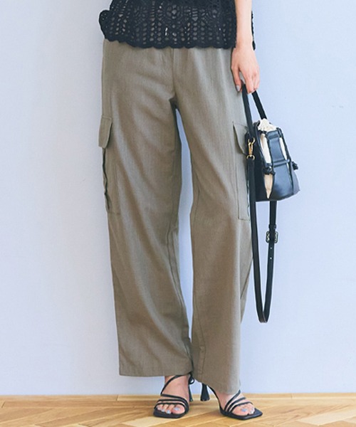 coca（coca）（コカ）の「リネン風コットンカーゴパンツ（カーゴパンツ・レディース・ブラック/カーキ/ピンク/ライトベージュ・L/M）」の3枚目の写真