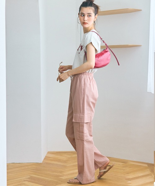 coca（coca）（コカ）の「リネン風コットンカーゴパンツ（カーゴパンツ・レディース・ブラック/カーキ/ピンク/ライトベージュ・L/M）」の22枚目の写真