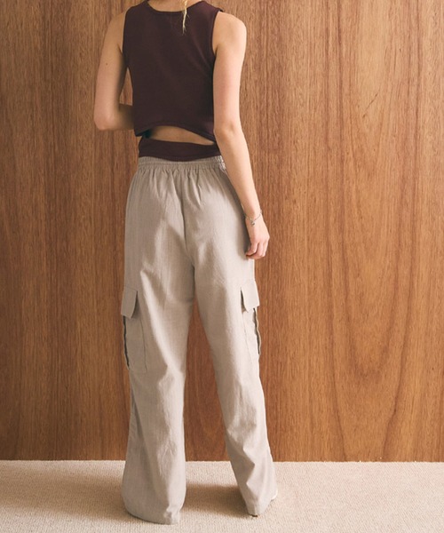 coca（coca）（コカ）の「リネン風コットンカーゴパンツ（カーゴパンツ・レディース・ブラック/カーキ/ピンク/ライトベージュ・L/M）」の18枚目の写真