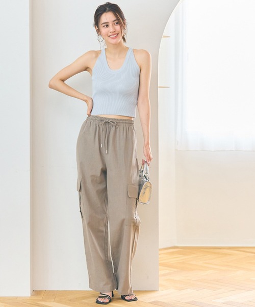 coca（coca）（コカ）の「リネン風コットンカーゴパンツ（カーゴパンツ・レディース・ブラック/カーキ/ピンク/ライトベージュ・L/M）」の19枚目の写真