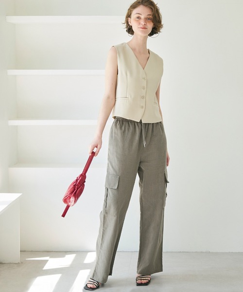 coca（coca）（コカ）の「リネン風コットンカーゴパンツ（カーゴパンツ・レディース・ブラック/カーキ/ピンク/ライトベージュ・L/M）」の10枚目の写真