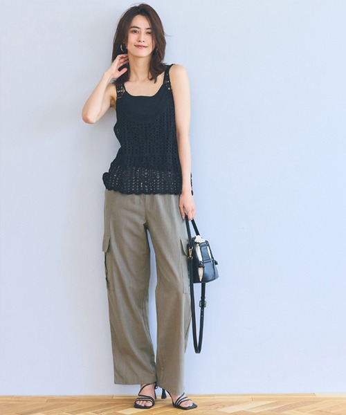 coca（coca）（コカ）の「リネン風コットンカーゴパンツ（カーゴパンツ・レディース・ブラック/カーキ/ピンク/ライトベージュ・L/M）」の8枚目の写真