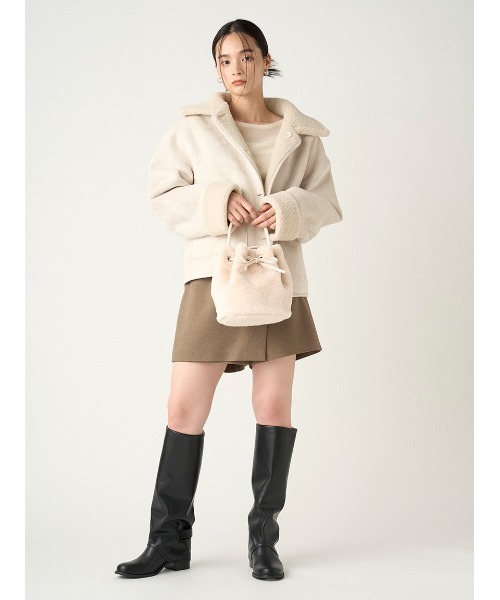 FRAY I.D(フレイアイディー)の「リボンファーバッグ【WEB限定カラーあり】(ハンドバッグ・レディース・ホワイト/ピンク/グレー/チャコールグレー・FREE)」の13枚目の写真