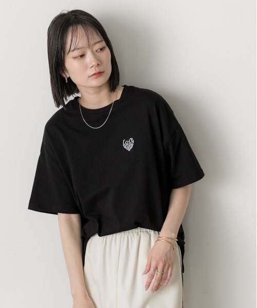 ami ハート刺繍 黒 Tシャツ 新品タグ付き ファッション 通販ファッション - ami ハート刺繍 半袖Tシャツ 黒