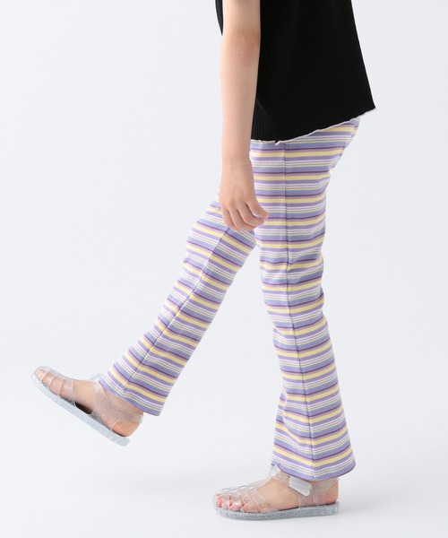 ストレッチ素材] ボーダーフレアパンツ(KIDS)（その他パンツ