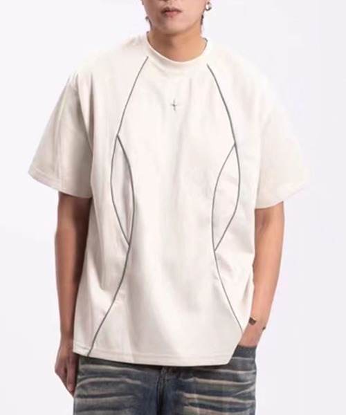 aimoha(アイモハ)の「aimoha outdoorユニセックス スエード 切り替え Tシャツ (SS)(Tシャツ/カットソー・レディース・ブラック/ベージュ・SMALL/MEDIUM/LARGE)」の2枚目の写真