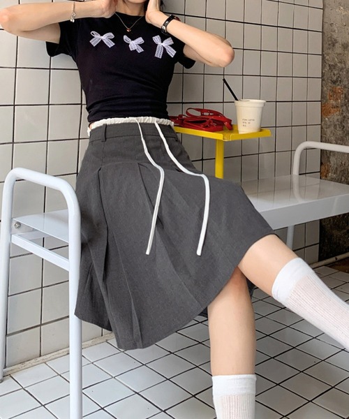 HALEY PESCA（ヘーリーペスカ）の「HALEY PESCA/ダブルウエスト　プリーツミディアムスカート（スカート・レディース・グレー/ブラック・MEDIUM/SMALL/LARGE）」の10枚目の写真