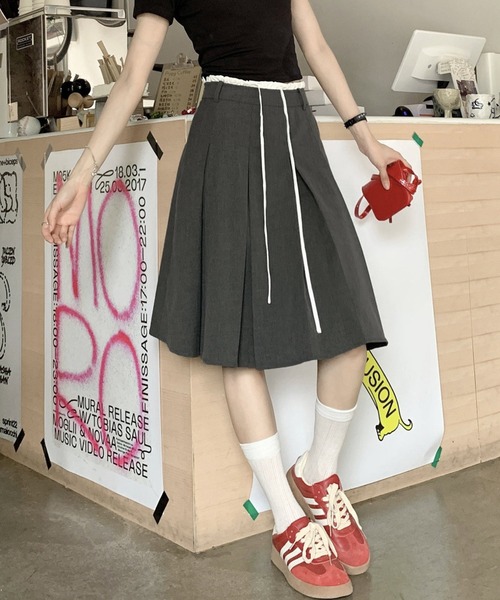 HALEY PESCA（ヘーリーペスカ）の「HALEY PESCA/ダブルウエスト　プリーツミディアムスカート（スカート・レディース・グレー/ブラック・MEDIUM/SMALL/LARGE）」の12枚目の写真