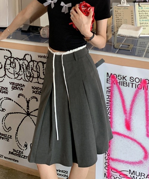 HALEY PESCA（ヘーリーペスカ）の「HALEY PESCA/ダブルウエスト　プリーツミディアムスカート（スカート・レディース・グレー/ブラック・MEDIUM/SMALL/LARGE）」の13枚目の写真