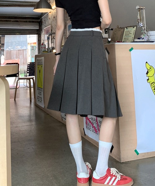 HALEY PESCA（ヘーリーペスカ）の「HALEY PESCA/ダブルウエスト　プリーツミディアムスカート（スカート・レディース・グレー/ブラック・MEDIUM/SMALL/LARGE）」の14枚目の写真