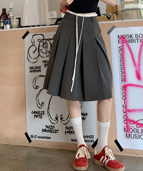 HALEY PESCA（ヘーリーペスカ）の「HALEY PESCA/ダブルウエスト　プリーツミディアムスカート（スカート・レディース・グレー/ブラック・MEDIUM/SMALL/LARGE）」の16枚目の写真