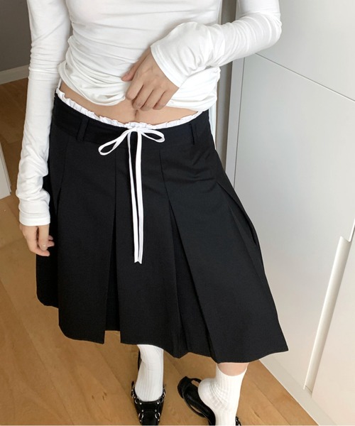 HALEY PESCA（ヘーリーペスカ）の「HALEY PESCA/ダブルウエスト　プリーツミディアムスカート（スカート・レディース・グレー/ブラック・MEDIUM/SMALL/LARGE）」の17枚目の写真