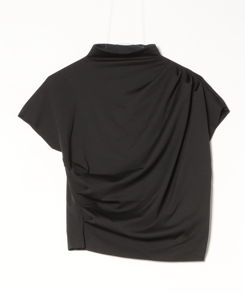 Desert　Rose（デザートローズ）の「【DESERT ROSE/デザートローズ】アシメトリードレーピングハイネックカットソー（Tシャツ/カットソー・レディース・ブラック・FREE）」の6枚目の写真