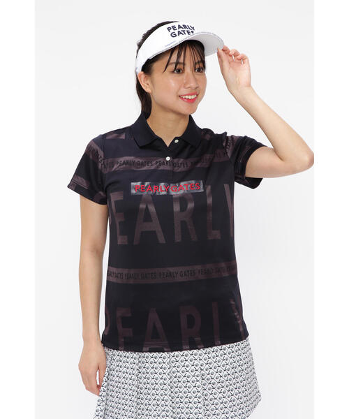 初売りセール PEARLY 半袖ポロシャツ GATES】PGボーダーロゴジャガード レディースウェア