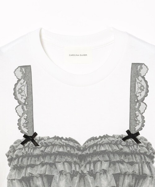 CAROLINA GLASER（カロリナ グレイサー）の「ビスチェプリント コットン Tシャツ（Tシャツ/カットソー・レディース・ブラック/ホワイト・ONE SIZE）」の5枚目の写真