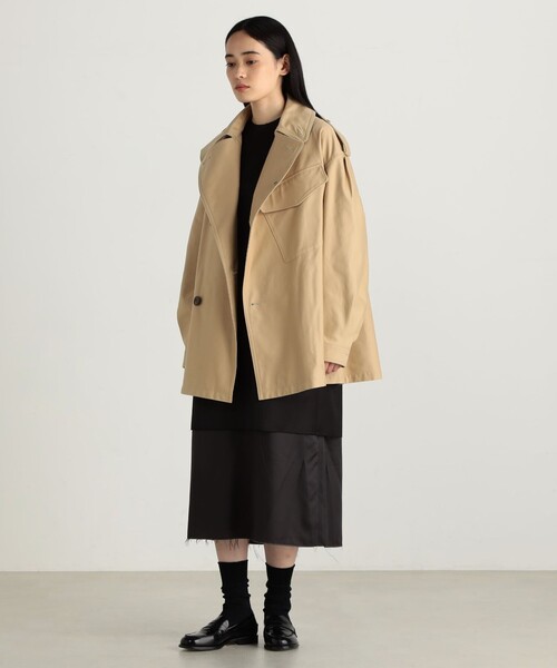 EDITION(エディション)の「コットン ミリタリーコート(ミリタリージャケット・レディース・ブラック/ベージュ・34/36)」の4枚目の写真