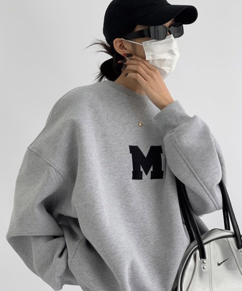 Ressaca(レサーカ)の「オーバーサイズワンポイントロゴ刺繍クルーネックスウェット(スウェット・メンズ・ホワイト/ブラック/グレー・XXL/M/XL/L)」の5枚目の写真