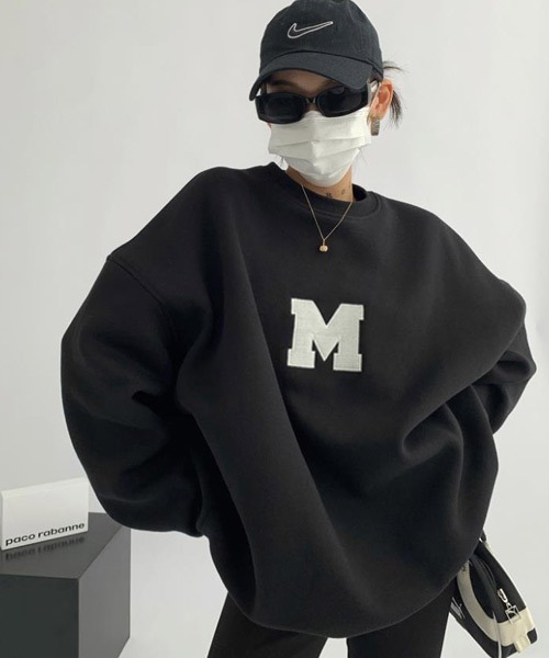 Ressaca(レサーカ)の「オーバーサイズワンポイントロゴ刺繍クルーネックスウェット(スウェット・メンズ・ホワイト/ブラック/グレー・XXL/M/XL/L)」の4枚目の写真