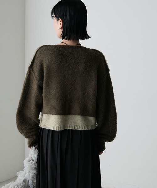 ミックス起毛カーディガン OLIVE des OLIVE/【OLIVE des OLIVE】ミックス起毛クロップド